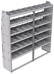 21-7572-6 Profiled back shelf unit 72"Wide x 15.5"Deep x 72"High with 6 shelves