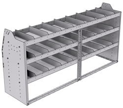 21-7836-3 Profiled back shelf unit 72"Wide x 18.5"Deep x 36"High with 3 shelves