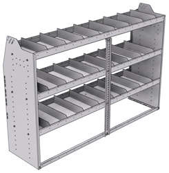 21-7848-3 Profiled back shelf unit 72"Wide x 18.5"Deep x 48"High with 3 shelves