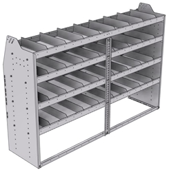 21-7848-4 Profiled back shelf unit 72"Wide x 18.5"Deep x 48"High with 4 shelves