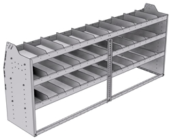 21-8836-3 Profiled back shelf unit 84"Wide x 18.5"Deep x 36"High with 3 shelves