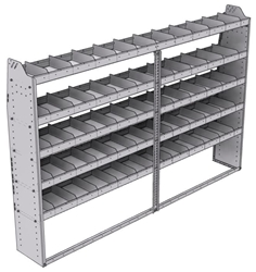 21-9363-5 Profiled back shelf unit 96"Wide x 13.5"Deep x 63"High with 5 shelves