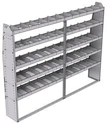 21-9372-5 Profiled back shelf unit 96"Wide x 13.5"Deep x 72"High with 5 shelves