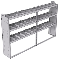 21-9558-3 Profiled back shelf unit 96"Wide x 15.5"Deep x 58"High with 3 shelves