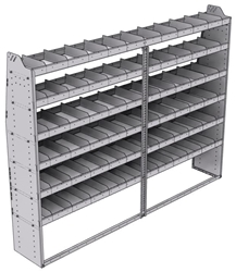 21-9572-6 Profiled back shelf unit 96"Wide x 15.5"Deep x 72"High with 6 shelves