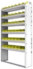 22-4172-6 Square back bin shelf unit 43"Wide x 11.5"Deep x 72"High with 6 shelves