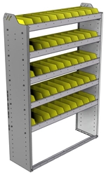 22-4363-5 Square back bin shelf unit 43"Wide x 13.5"Deep x 63"High with 5 shelves