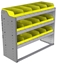22-4536-3 Square back bin shelf unit 43"Wide x 15.5"Deep x 36"High with 3 shelves