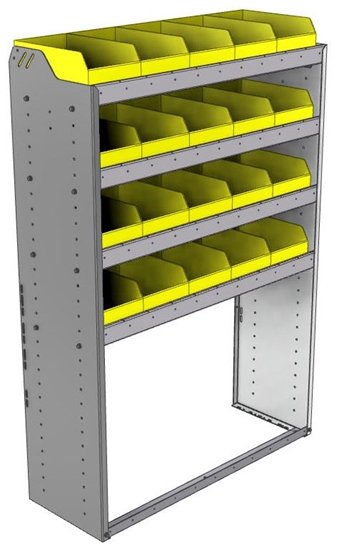 22-4563-4 Square back bin shelf unit 43"Wide x 15.5"Deep x 63"High with 4 shelves