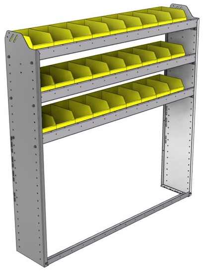 22-5158-3 Square back bin shelf unit 58.5"Wide x 11.5"Deep x 58"High with 3 shelves