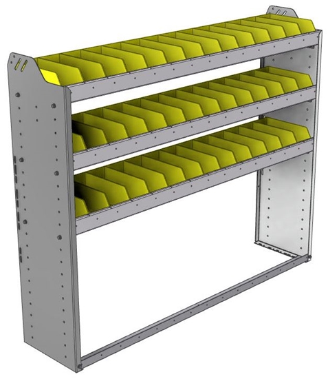 22-5348-3 Square back bin shelf unit 58.5"Wide x 13.5"Deep x 48"High with 3 shelves
