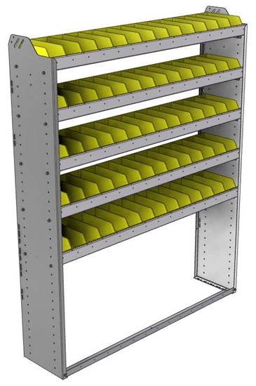 22-5372-5 Square back bin shelf unit 58.5"Wide x 13.5"Deep x 72"High with 5 shelves