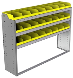 22-6548-3 Square back bin shelf unit 67"Wide x 15.5"Deep x 48"High with 3 shelves