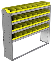 22-6558-4 Square back bin shelf unit 67"Wide x 15.5"Deep x 58"High with 4 shelves
