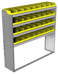 22-6563-4 Square back bin shelf unit 67"Wide x 15.5"Deep x 63"High with 4 shelves
