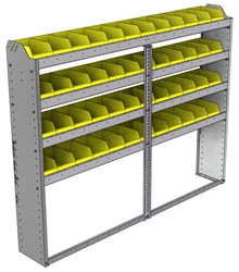 22-7158-4 Square back bin shelf unit 75"Wide x 11.5"Deep x 58"High with 4 shelves