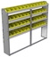 22-7158-4 Square back bin shelf unit 75"Wide x 11.5"Deep x 58"High with 4 shelves