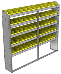 22-7163-5 Square back bin shelf unit 75"Wide x 11.5"Deep x 63"High with 5 shelves