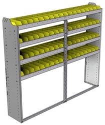 22-7363-4 Square back bin shelf unit 75"Wide x 13.5"Deep x 63"High with 4 shelves