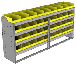 22-7536-4 Square back bin shelf unit 75"Wide x 15.5"Deep x 36"High with 4 shelves