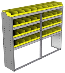 22-7558-4 Square back bin shelf unit 75"Wide x 15.5"Deep x 58"High with 4 shelves