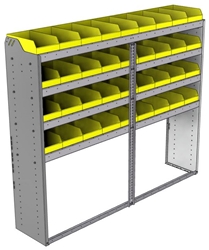 22-7563-4 Square back bin shelf unit 75"Wide x 15.5"Deep x 63"High with 4 shelves