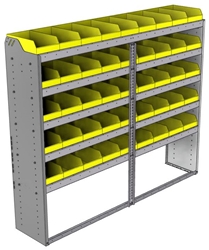 22-7563-5 Square back bin shelf unit 75"Wide x 15.5"Deep x 63"High with 5 shelves