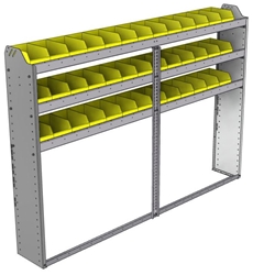 22-8158-3 Square back bin shelf unit 84"Wide x 11.5"Deep x 58"High with 3 shelves
