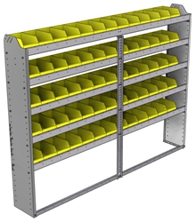 22-8163-5 Square back bin shelf unit 84"Wide x 11.5"Deep x 63"High with 5 shelves