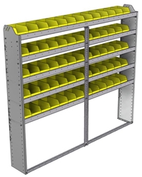 22-8172-5 Square back bin shelf unit 84"Wide x 11.5"Deep x 72"High with 5 shelves