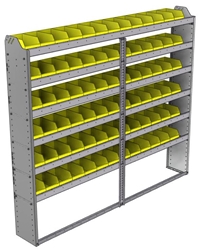 22-8172-6 Square back bin shelf unit 84"Wide x 11.5"Deep x 72"High with 6 shelves