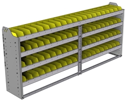 22-8336-4 Square back bin shelf unit 84"Wide x 13.5"Deep x 36"High with 4 shelves
