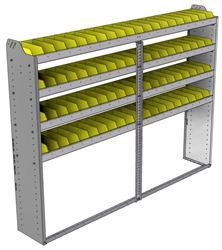 22-8363-4 Square back bin shelf unit 84"Wide x 13.5"Deep x 63"High with 4 shelves