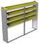22-8363-4 Square back bin shelf unit 84"Wide x 13.5"Deep x 63"High with 4 shelves