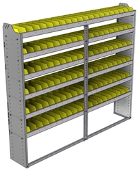 22-8372-6 Square back bin shelf unit 84"Wide x 13.5"Deep x 72"High with 6 shelves