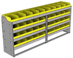 22-8536-4 Square back bin shelf unit 84"Wide x 15.5"Deep x 36"High with 4 shelves