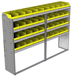 22-8558-4 Square back bin shelf unit 84"Wide x 15.5"Deep x 58"High with 4 shelves