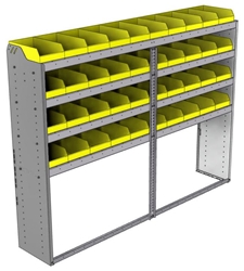 22-8563-4 Square back bin shelf unit 84"Wide x 15.5"Deep x 63"High with 4 shelves