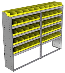 22-8563-5 Square back bin shelf unit 84"Wide x 15.5"Deep x 63"High with 5 shelves