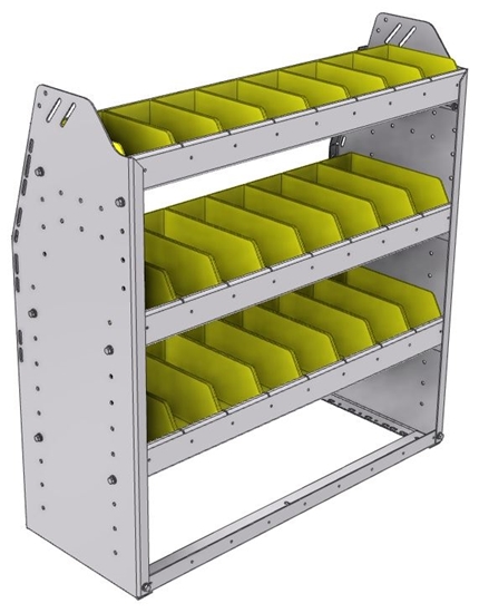 23-3336-3 Profiled back bin shelf unit 34.5"Wide x 13.5"Deep x 36"High with 3 shelves