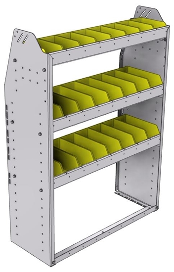 23-3348-3 Profiled back bin shelf unit 34.5"Wide x 13.5"Deep x 48"High with 3 shelves