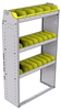 23-3358-3 Profiled back bin shelf unit 34.5"Wide x 13.5"Deep x 58"High with 3 shelves