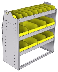 23-3536-3 Profiled back bin shelf unit 34.5"Wide x 15.5"Deep x 36"High with 3 shelves