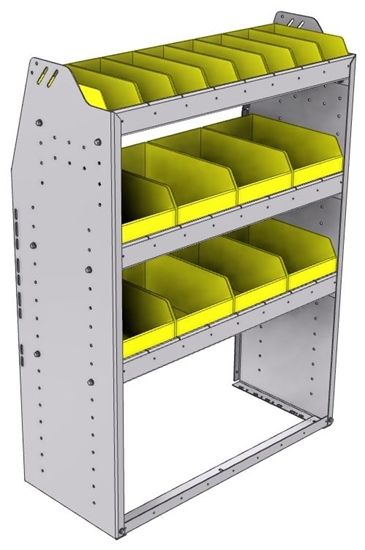 23-3548-3 Profiled back bin shelf unit 34.5"Wide x 15.5"Deep x 48"High with 3 shelves