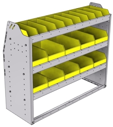 23-4536-3 Profiled back bin shelf unit 43"Wide x 15.5"Deep x 36"High with 3 shelves