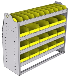 23-4536-4 Profiled back bin shelf unit 43"Wide x 15.5"Deep x 36"High with 4 shelves
