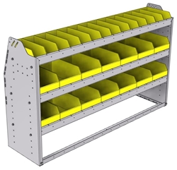 23-5536-3 Profiled back bin shelf unit 58.5"Wide x 15.5"Deep x 36"High with 3 shelves