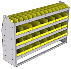23-5536-4 Profiled back bin shelf unit 58.5"Wide x 15.5"Deep x 36"High with 4 shelves