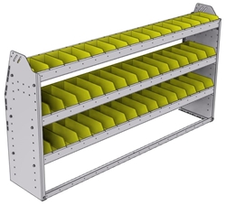 23-6336-3 Profiled back bin shelf unit 67"Wide x 13.5"Deep x 36"High with 3 shelves