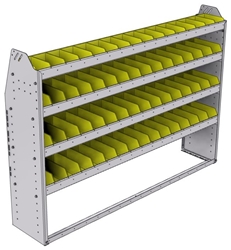 23-6348-4 Profiled back bin shelf unit 67"Wide x 13.5"Deep x 48"High with 4 shelves